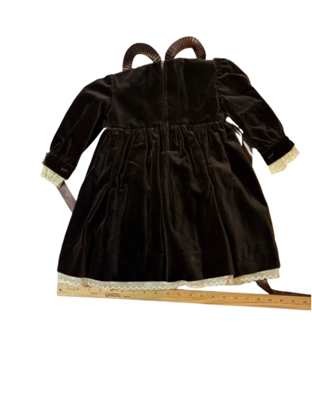 Chiaretta G Roma Velvet Dress Brown Cream Peter Pan Collar Pageant Holiday